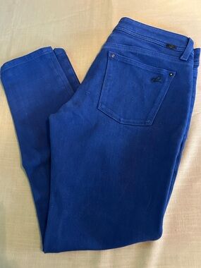 EUC DL1961 Deep Navy Denim Jean Leggings with Embroidered Logo